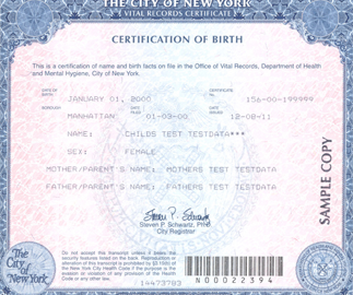 birth certificate, certified