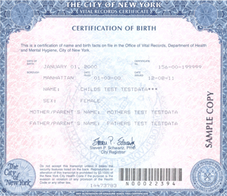 birth certificate, certified