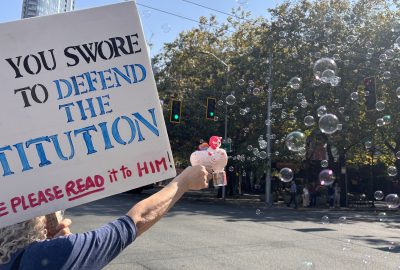 bubbles corner protest