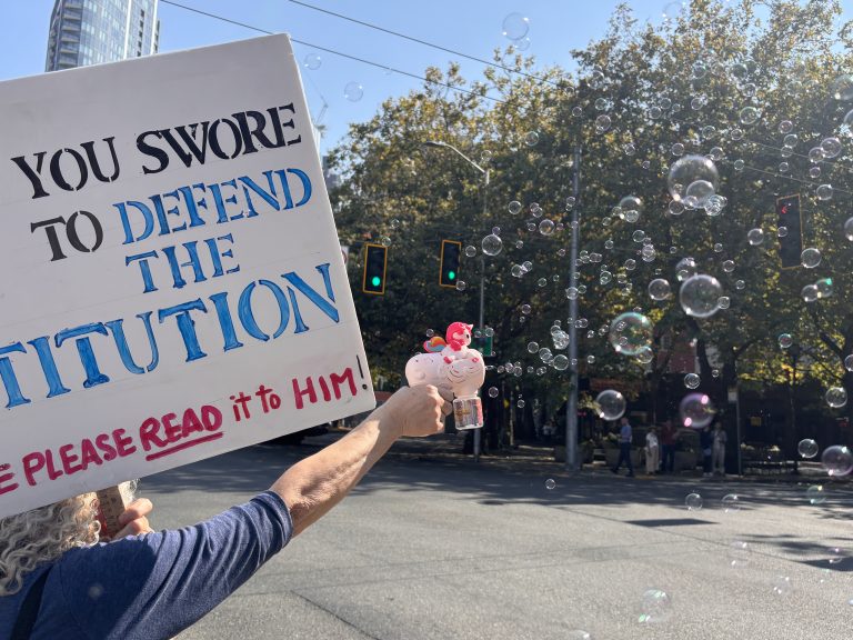 bubbles corner protest